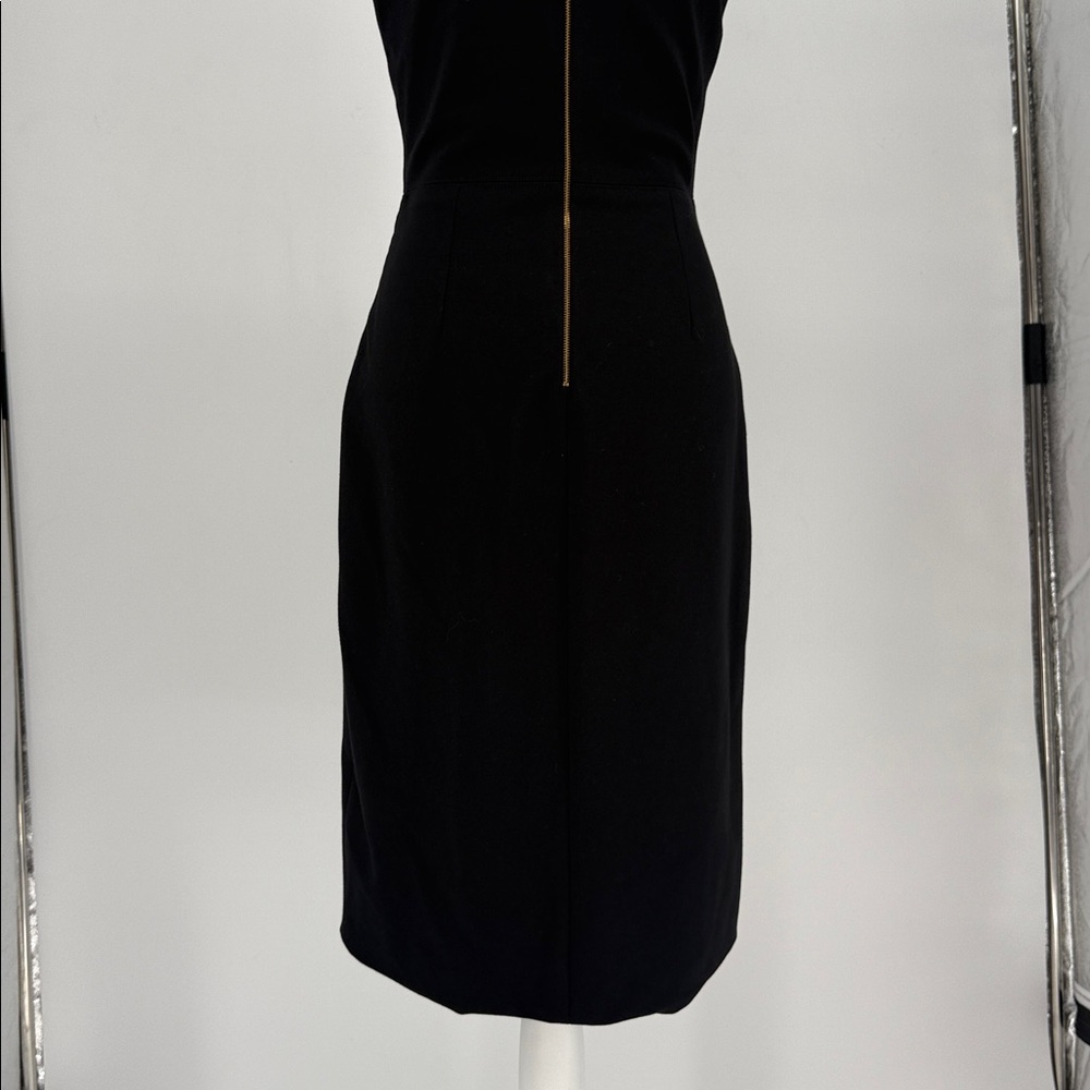 CATHERINE DEANE Size 6 Black Rayon Blend Cut Out Sleeveless Below Knee Dress - Picture 6 of 8